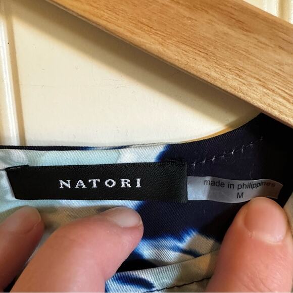 Natori women’s blouse medium blue white - Picture 3 of 7